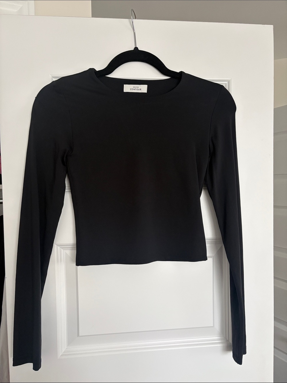 Babaton Black Long Sleeve Crewneck Top